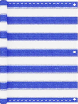 vidaXL - Balkonscherm - 75x500 - cm - HDPE - blauw - en - wit
