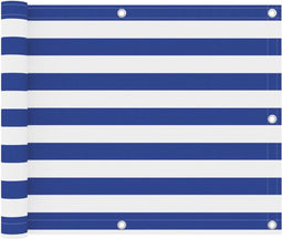 vidaXL - Balkonscherm - 75x600 - cm - oxford - stof - wit - en - blauw