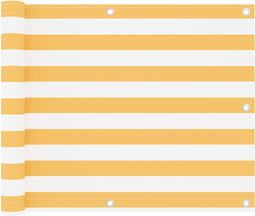 vidaXL - Balkonscherm - 75x600 - cm - oxford - stof - wit - en - geel