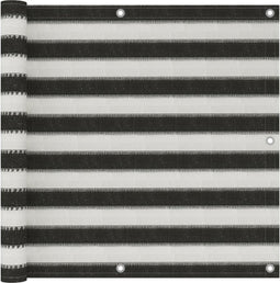 vidaXL - Balkonscherm - 90x300 - cm - HDPE - antracietkleurig - en - wit