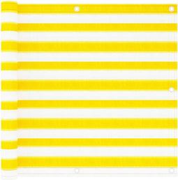 vidaXL - Balkonscherm - 90x300 - cm - HDPE - geel - en - wit