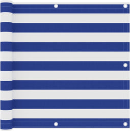 vidaXL - Balkonscherm - 90x300 - cm - oxford - stof - wit - en - blauw