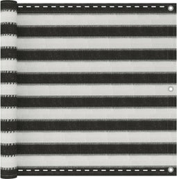 vidaXL - Balkonscherm - 90x500 - cm - HDPE - antracietkleurig - en - wit