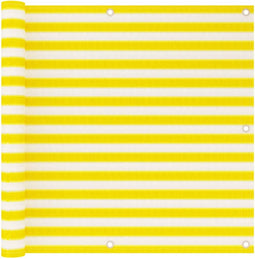 vidaXL - Balkonscherm - 90x500 - cm - HDPE - geel - en - wit