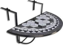 vidaXL - Balkontafel - hangend - mozaïek - zwart - en - wit