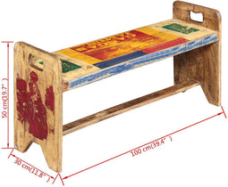 vidaXL - Bank - 100x30x50 - cm - massief - gerecycled - hout