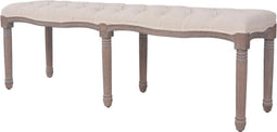 vidaXL - Bank - 150x40x48 - cm - linnen - massief - hout - crèmewit