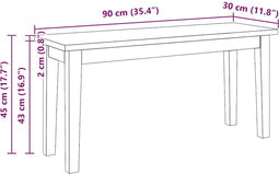 vidaXL - Bank - 90 - cm - massief - hout - rubber