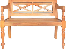 vidaXL - Bank - Batavia - 98 - cm - massief - mahoniehout - lichtbruin