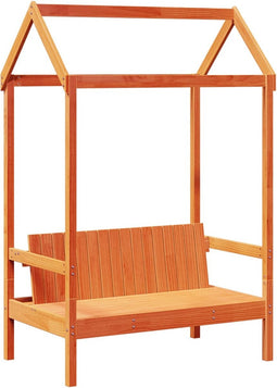 vidaXL - Bank - met - dak - 117,5x70x176,5 - cm - massief - grenenhout - wasbruin