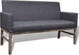 vidaXL - Bank - met - gevoerde - kussens - stof - rubberwood - donkergrijs