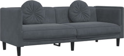 vidaXL - Bank - met - kussens - 3-zits - fluweel - donkergrijs