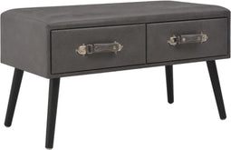 vidaXL - Bank - met - lades - 80 - cm - kunstleer - grijs