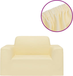 vidaXL - Bankhoes - stretch - polyester - jersey - crèmekleurig