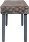 vidaXL - Bankje - 110 - cm - natuurlijk - kubu - rattan - en - massief - mangohout - grijs
