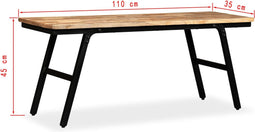 vidaXL - Bankje - 110x35x45 - cm - gerecycled - teakhout - en - staal