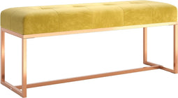 vidaXL - Bankje - 110x36x45 - cm - fluweel - mosterdgeel