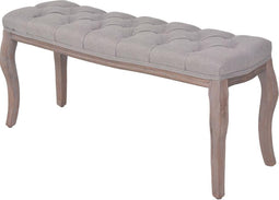vidaXL - Bankje - 110x38x48 - cm - linnen - massief - hout - donkergrijs