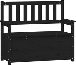 vidaXL - Bankje - 112,5x51,5x96,5 - cm - massief - grenenhout - zwart