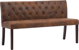 vidaXL - Bankje - 148,5 - cm - kunstsuède - bruin
