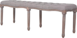 vidaXL - Bankje - 150x40x48 - cm - linnen - massief - hout - donkergrijs