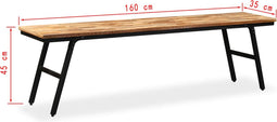 vidaXL - Bankje - 160x35x45 - cm - gerecycled - teakhout - en - staal