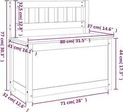 vidaXL - Bankje - 80x41x77 - cm - massief - grenenhout - zwart