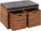 vidaXL - Bankje - met - 2 - manden - 71x40x42 - cm - zeegras - bruin