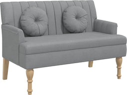 vidaXL - Bankje - met - kussens - 113x64,5x75,5 - cm - stof - lichtgrijs