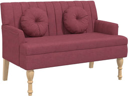 vidaXL - Bankje - met - kussens - 113x64,5x75,5 - cm - stof - wijnrood