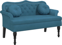 vidaXL - Bankje - met - kussens - 120,5x65x75 - cm - fluweel - blauw