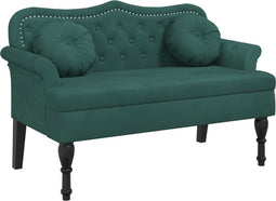 vidaXL - Bankje - met - kussens - 120,5x65x75 - cm - fluweel - donkergroen