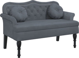 vidaXL - Bankje - met - kussens - 120,5x65x75 - cm - fluweel - donkergrijs