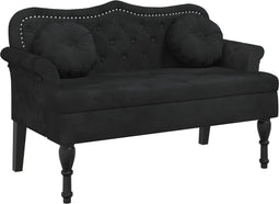 vidaXL - Bankje - met - kussens - 120,5x65x75 - cm - fluweel - zwart
