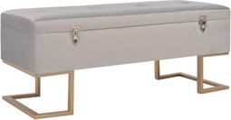 vidaXL - Bankje - met - opbergvak - 105 - cm - fluweel - grijs