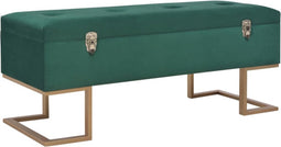 vidaXL - Bankje - met - opbergvak - 105 - cm - fluweel - groen