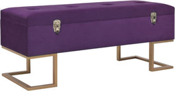 vidaXL - Bankje - met - opbergvak - 105 - cm - fluweel - paars