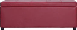 vidaXL - Bankje - met - opbergvak - 116 - cm - kunstleer - wijnrood