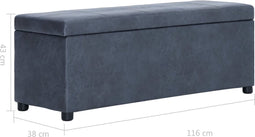 vidaXL - Bankje - met - opbergvak - 116 - cm - kunstsuède - grijs