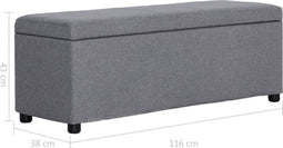 vidaXL - Bankje - met - opbergvak - 116 - cm - polyester - lichtgrijs