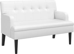 vidaXL - Bankje - met - rugleuning - 112x65,5x75 - cm - kunstleer - wit