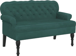 vidaXL - Bankje - met - rugleuning - 119,5x64,5x75 - cm - fluweel - donkergroen