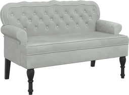 vidaXL - Bankje - met - rugleuning - 119,5x64,5x75 - cm - fluweel - lichtgrijs