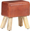 vidaXL - Bankje - turnbok - 38 - cm - echt - leer - en - massief - mangohout - bruin