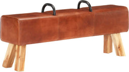 vidaXL - Bankje - turnbok - met - handvatten - echt - geitenleer