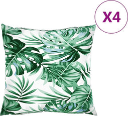 vidaXL - Bankkussens - 4 - st - bladpatroon - 40x40 - cm - stof