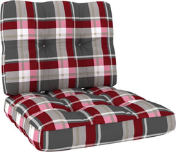 vidaXL Bankkussens pallet 2 st ruitpatroon rood