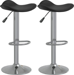 vidaXL - Barkruk - 2 - st - verchroomd - staal - en - kunstleer - zwart