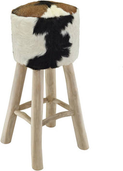 vidaXL - Barkruk - echt - leer - en - massief - teakhout