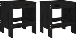 vidaXL - Barkrukken - 2 - st - 40x36x45 - cm - massief - grenenhout - zwart